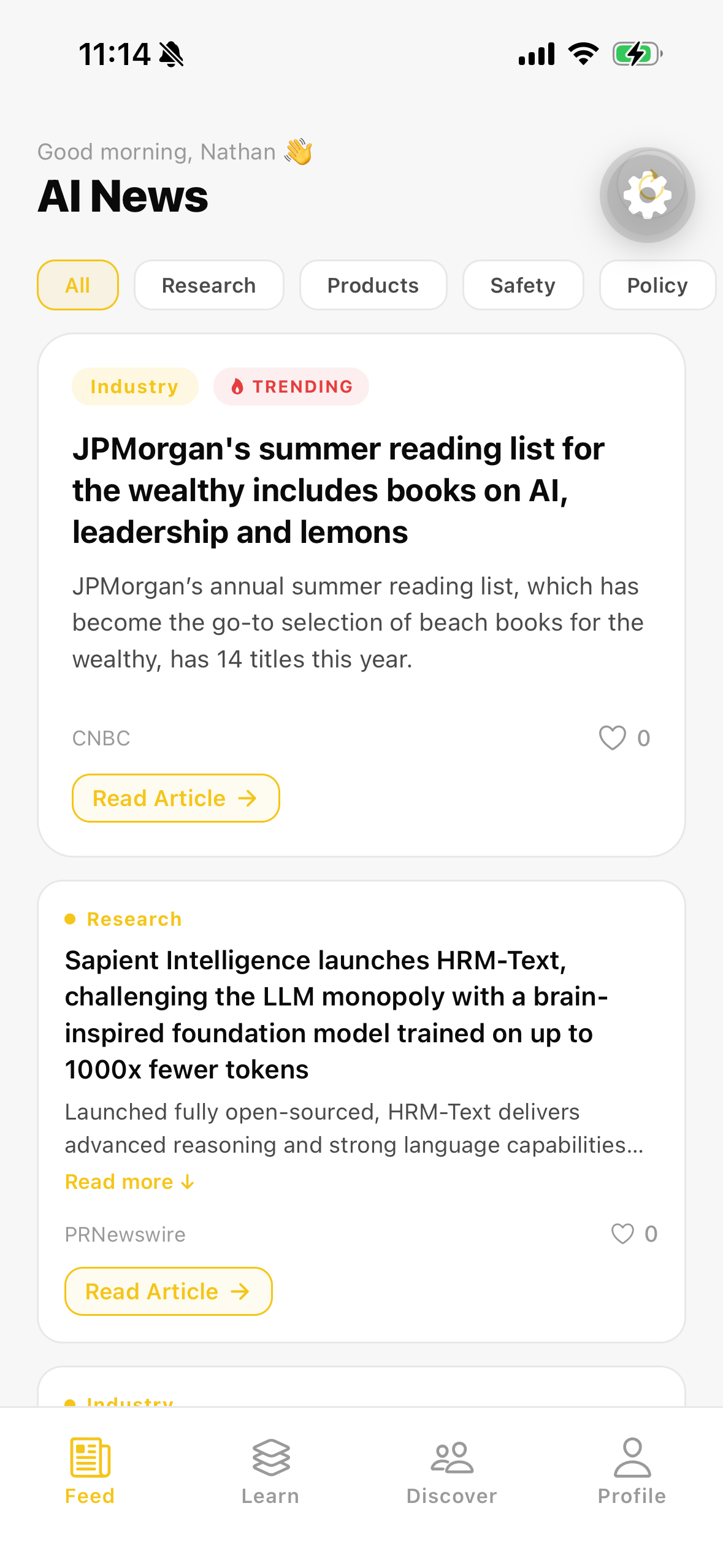 Feed tab — AI News