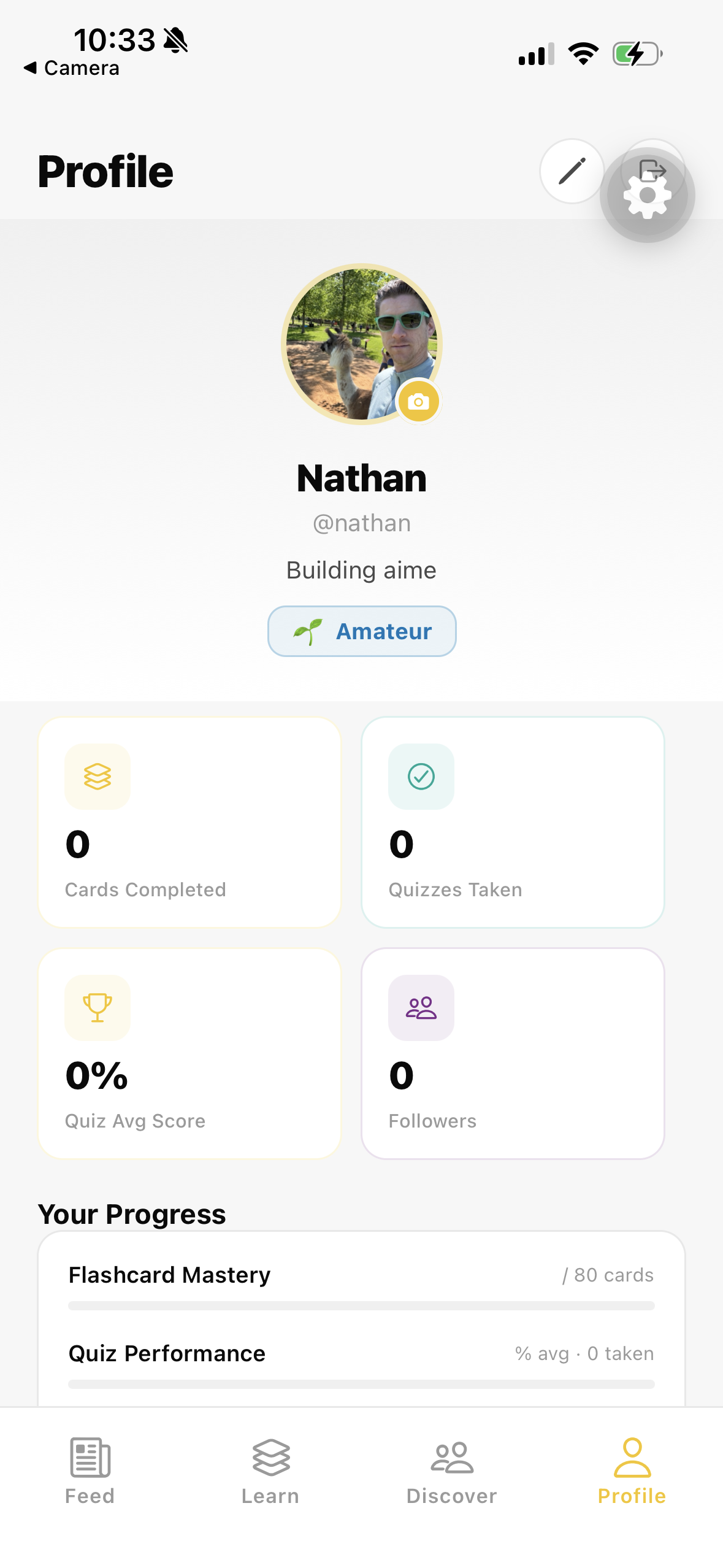 Profile tab — Stats